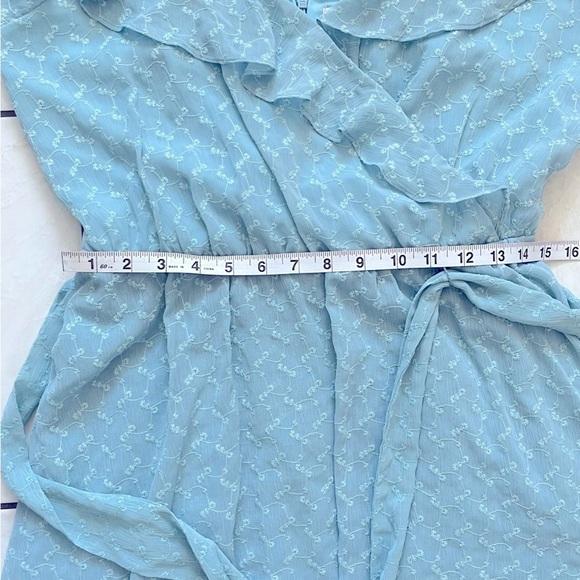 Gal Meets Glam Helena Sundress Women Size 12 Embroidered Ruffle Sleeveless Blue - Picture 12 of 12